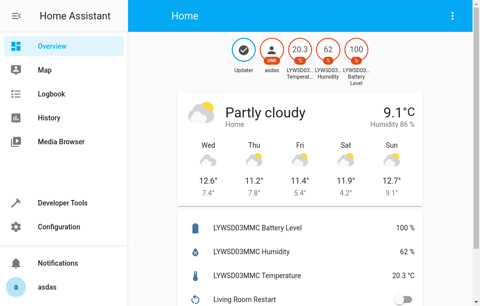 Temperatura del asistente del hogar